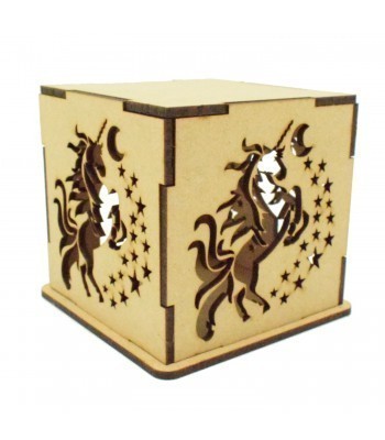 Laser cut Small Tea Light Box - Unicorn Design